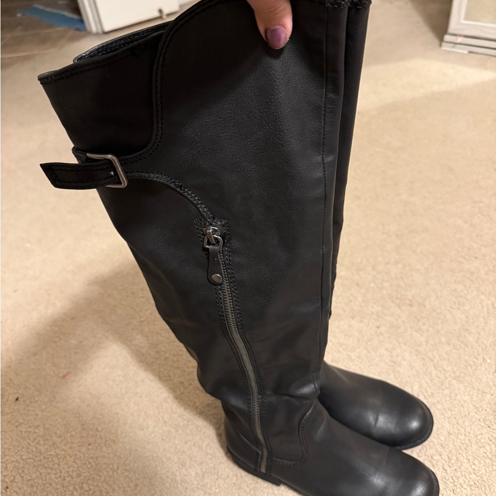 Anna Black Over the Knee Boots